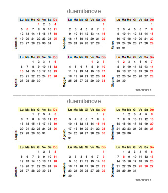 Calendario 2009 compatto