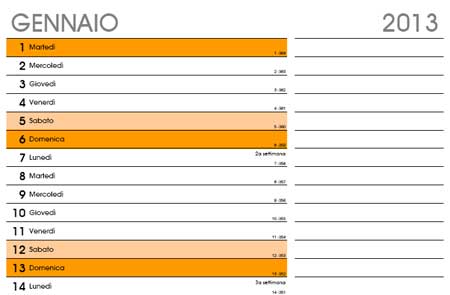 Calendario 2013 mensile da stampare