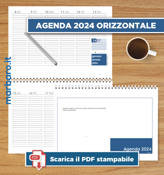 Agenda da tavolo 2024 settimanale orizzontale da stampare