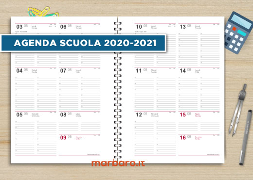 Agenda scolastica 2020-2021 da stampare settimanale
