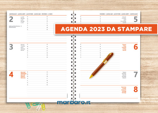 Agenda 2023 settimanale da stampare in A4: scarica ora in PDF