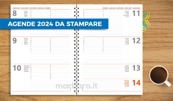  Agenda 2024: Agenda Giornaliero e settimanale e mensile 2024, Calendario dell'anno e Planner Mensile