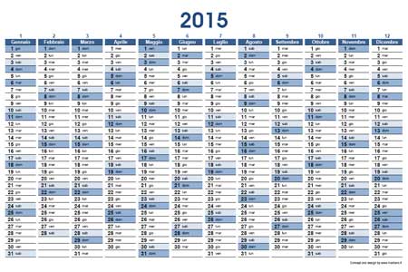 Calendari 2015 con le festività italiane in PDF da stampare