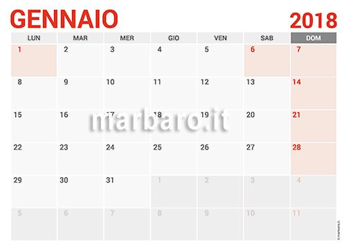 Calendario 2018 Mensile Da Stampare Scarica Gratis Il Tuo