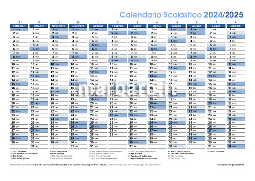 Calendario Scolastico 2024/2025 Da Stampare